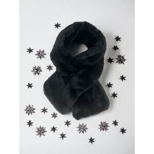 Faux Fur Soft Comfy Black Scarf Pull Through Short Neck Scarf
